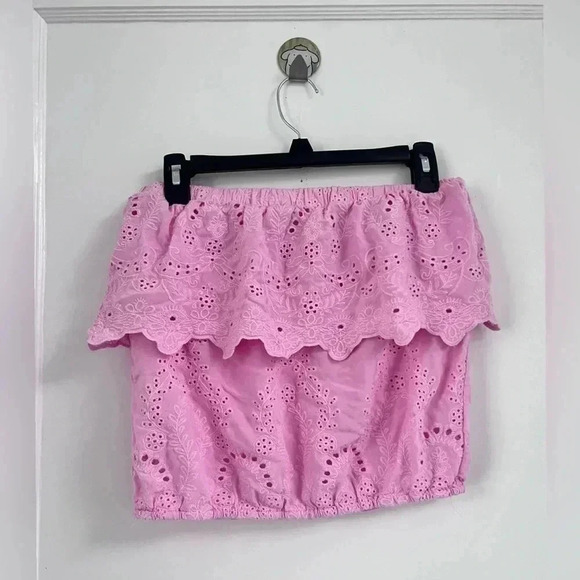 Young Fabulous & Broke Caicos Strapless Top Eyelet Iris NEW - Picture 1 of 4